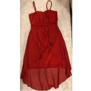 Red high low dress